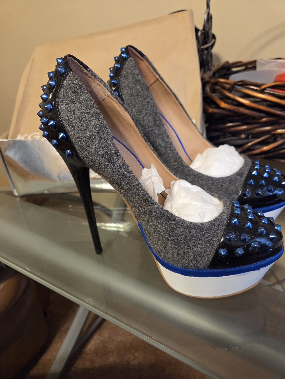 Kurt Geiger RARE Women’s Spiked Platform Stiletto Heels UK38(7-7.5US) NEW IN BOX